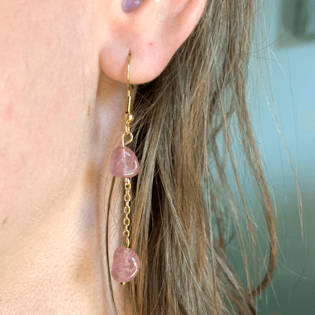 Boucle d’oreille Maë Quartz fraise 